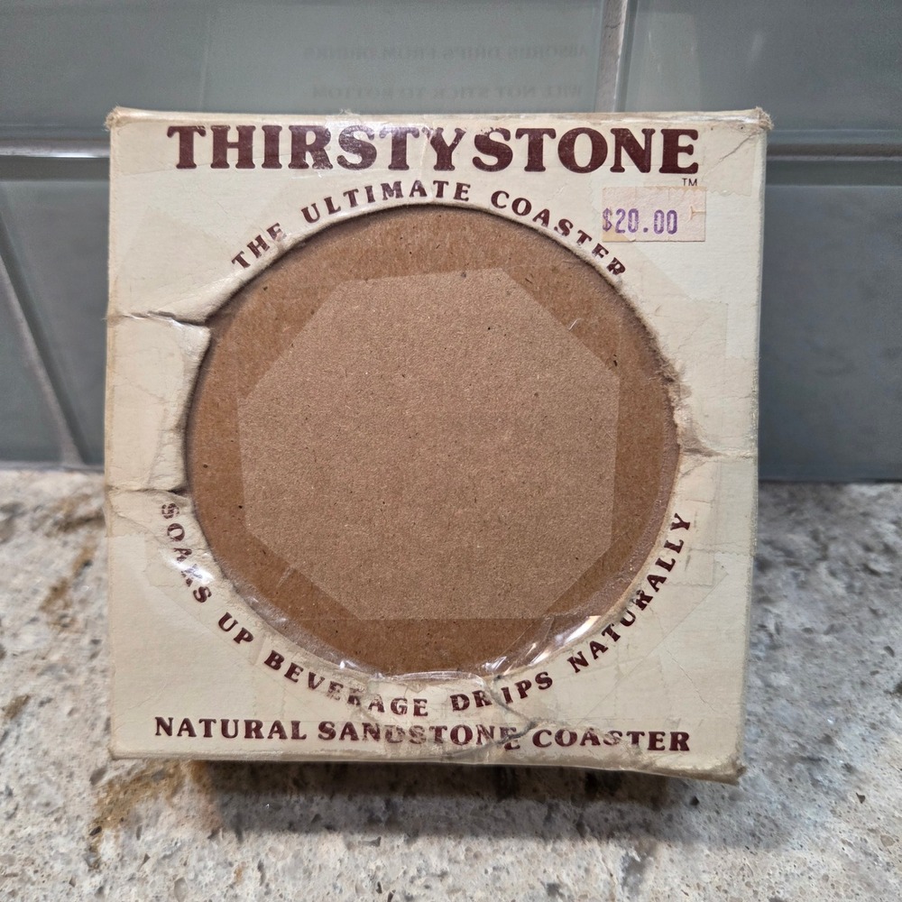 Vintage Thirstystone Natural Sandstone Coasters 4 Steer Skull Western Decor USA